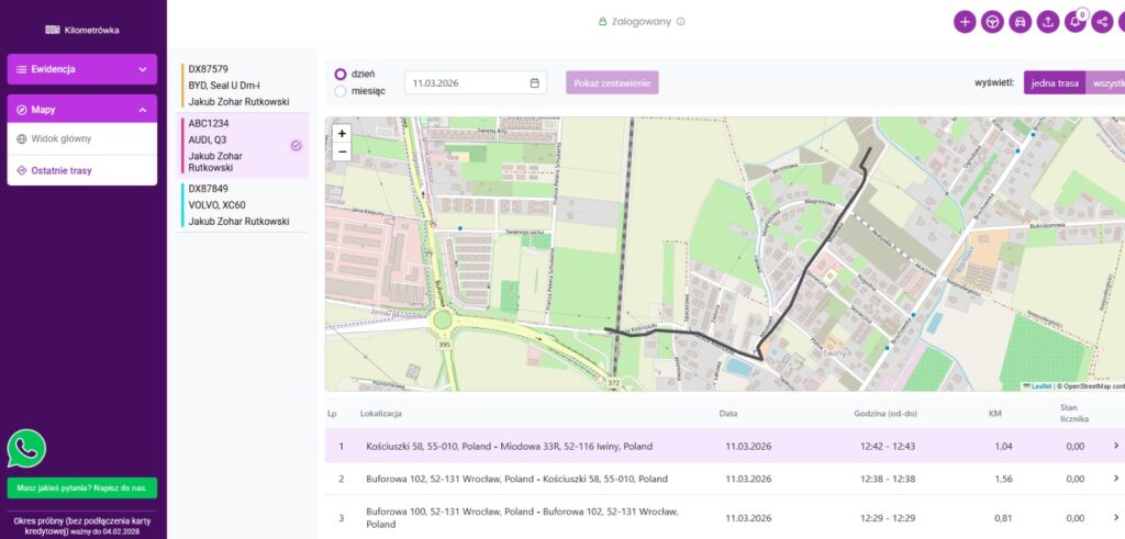 Нещодавні маршрути, позначені на карті, створеній GPS-позиціонером